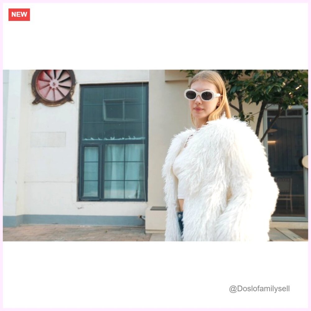 Plus Size Faux Fur Jacket Winter Coat Long Sleeve with Pockets - Picture 6 of 6